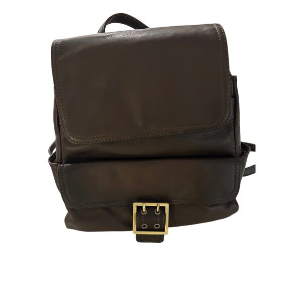 Wilsons Leather Backpack Brown Front Buckle Closure Sling Shoulder Purse School - Picture 7 of 11